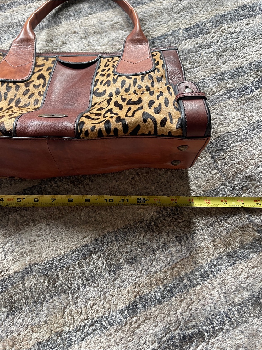 Fossil Leather and Leopard Print Tote Bag - Picture 6 of 8
